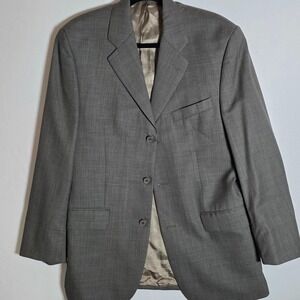 Vintage Kasper Gray Pure Wool 3-Button Suit Jacket Blazer Granola Sleek Workwear